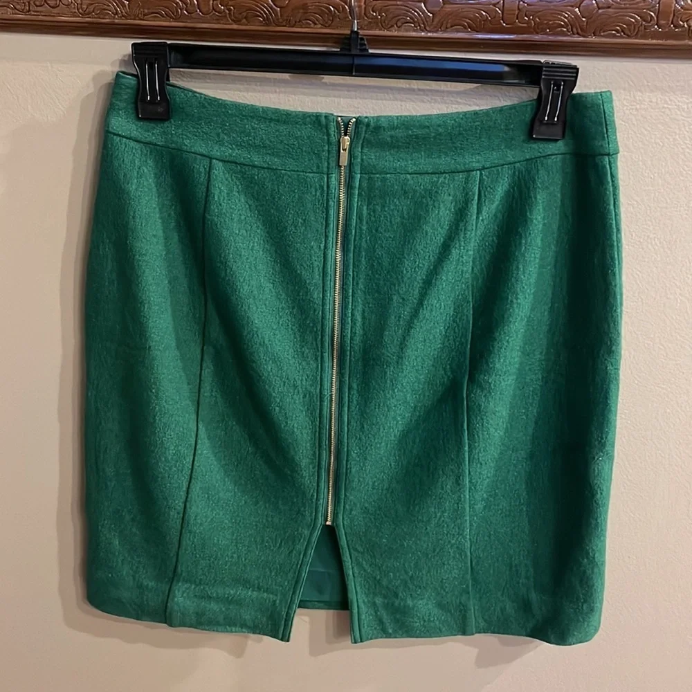 Banana Republic women’s wool rayon mini skirt emerald green expose zipper 8